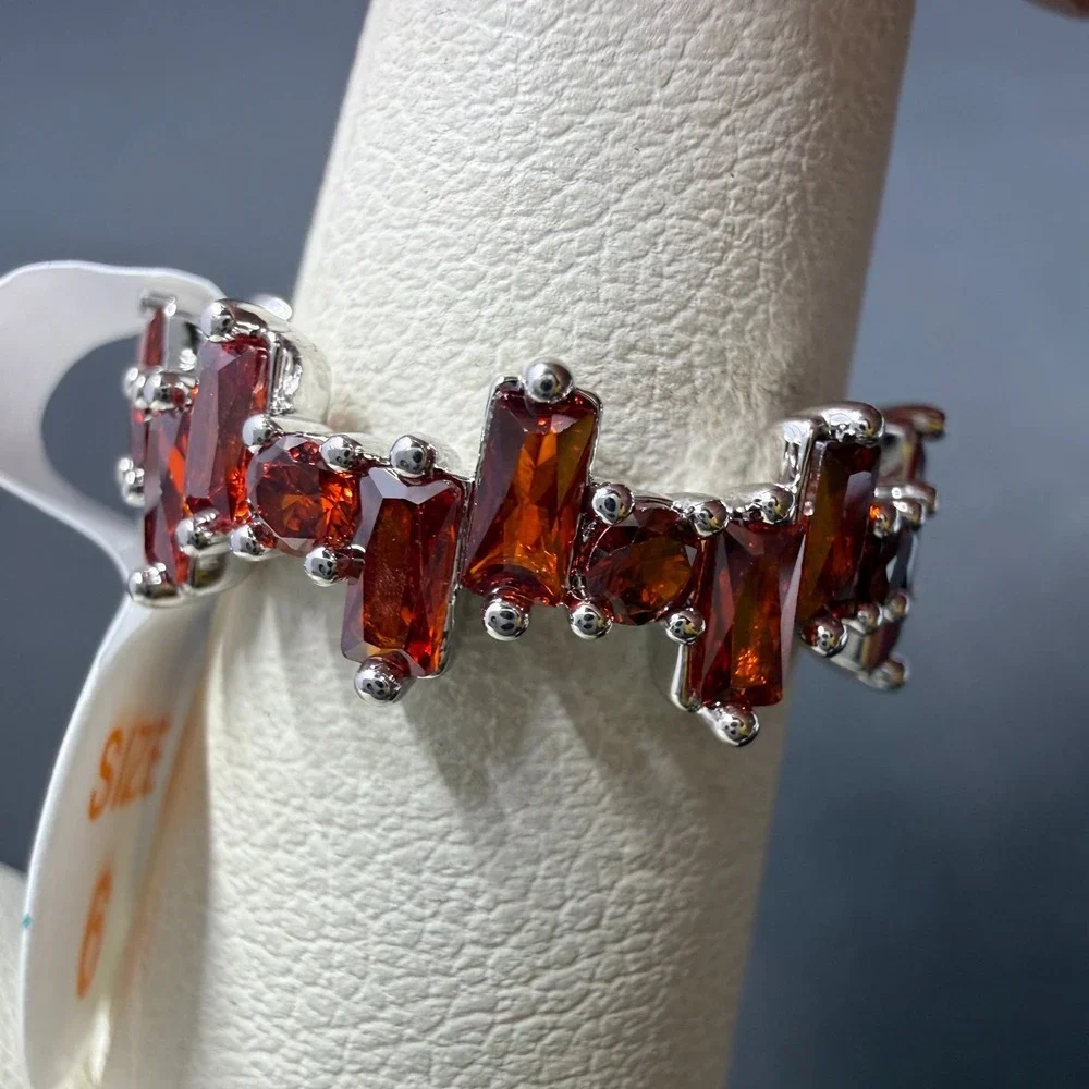 Bomb Party Simplistic and Dreamy Size 6 Ring Garnet CZ RBP6770‎ Rhodium